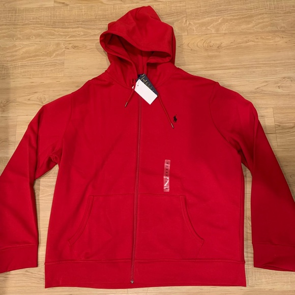 Polo Ralph Lauren Men’s Double Knit Tech Fleece Full Zip Hoodie Red NWT XXL - Picture 1 of 4